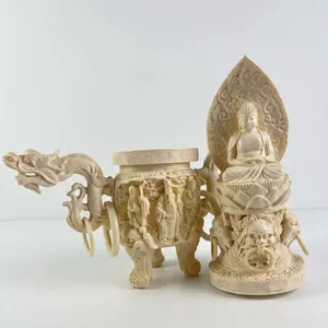 Chinese Carved Resin Temple and Buddha Figure