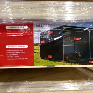 SDLANCH SDLGM1220F HEAVY DUTY GALVANIZED CORRUGATED BLACK METAL LIVESTOCK SHELTER WITH