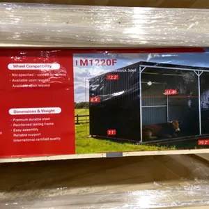 SDLANCH SDLGM1220F HEAVY DUTY GALVANIZED CORRUGATED BLACK METAL LIVESTOCK SHELTER WITH