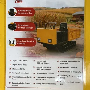SDLANCH CDWS25 YELLOW RIDE ON GAS POWERED MINI CRAWLER DUMPER, 3 SPEED, 9" TRACKS, MANUAL DUMP BOX