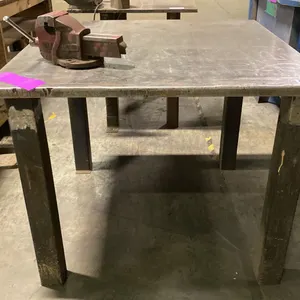 1.5" THICK SOLID STEEL TOP METAL SHOP TABLE WITH RECORD NO.4 BENCH VICE