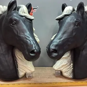 Heavy Plaster Wall Decor Horse Heads. 15”H.