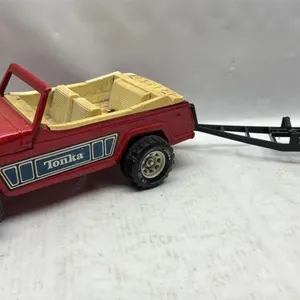 Vintage Tonka Jeepster & Boat trailer steel toy