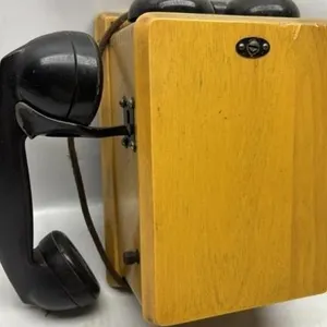 Antique Wood Crank Wall Telephone & ringer box