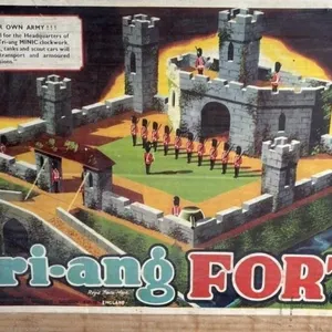 Antique Tri-Ang Fort Castle Building toy & box