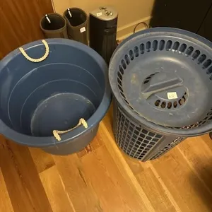 Blue plastic totes