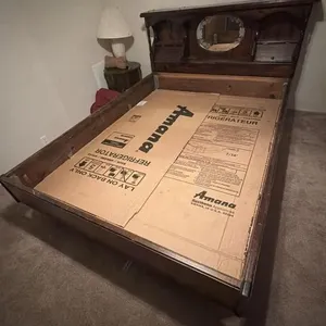 Bed Frame With Bookcase Headboard with mirror,