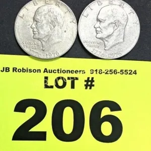 1976 EISEHOWER BICENTENNIAL SILVER DOLLAR COIN X 2