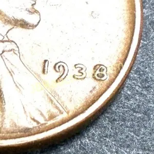 1938 LINCOLN CENT STRIKE ERROR - SPACE IN DATE "8"