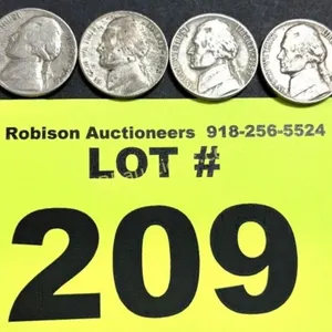 (4) SILVER NICKELS 1943, 1954 & (2) 1959