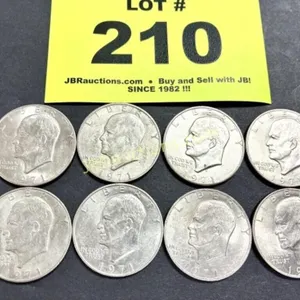 (8) 1971 EISENHOWER SILVER DOLLARS ONE MONEY