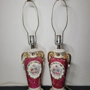 Pair of Vintage Victorian Style Ceramic Table Lamps