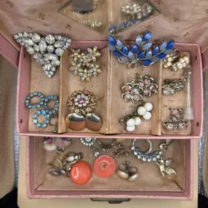 Vintage Costume Jewelry Lot with Japan Pieces & Jewelry Box