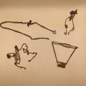Vintage Jewelry Repair Lot with Swank “JW” Tie Bar, Chains & Watch Fob