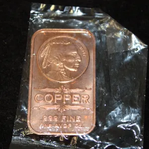 One Ounce .999 Fine Copper Bullion Bar