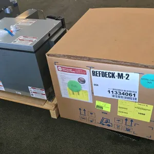 2026 True REFDECK-M-2 004 condensing unit with compressor for commercial cooler units. Features Embraco FMFT411U compressor, condenser coil, and fan. 