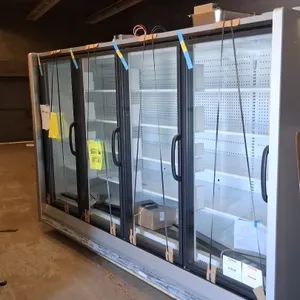 2025 Hussmann RFL-4 4-door glass door frozen food display case. Features adjustable shelving and reach-in low temperature design. S/N: MY25L081646A0A.