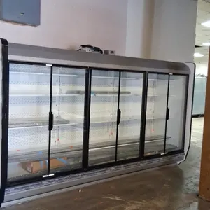 2025 Hussmann IDDF5SU12 6-door medium-temp glass door display case lineup. Features adjustable shelving. Refrigerant: R-448A. Electrical: 120V, 1-Phas