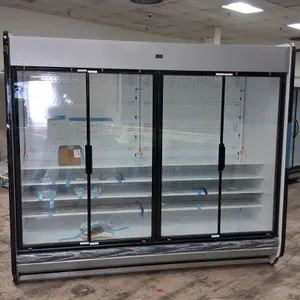 2025 Hussmann IDD5SU8 4-door Medium-Temp Glass Door Display Case Lineup. Features adjustable shelving. Electrical: 120V. Refrigerant: R448A. Note: For