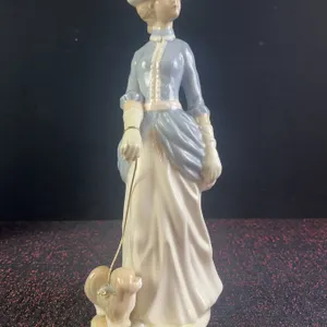Nao by Lladro Porcelain Lady Figurine with Dog, 10.5"
