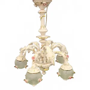 White Ornate Rococo-Style Capodimonte Chandelier