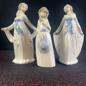 3 Tengra Hand Made in Spain Porcelain Lady Figurines
