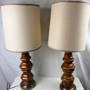 Pair of Wooden Table Lamps