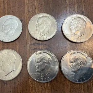 6+/- 1971 Silver Dollars