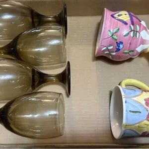 Amber Wine Glasses and Decorative Mug/Goblet Set