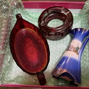 Amber Glass Dish, Vase, etc.
