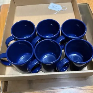 Set of 6 Vista Blue Ceramic Coffee Mugs