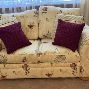 Floral Loveseat Sofa with Decorative Pillows