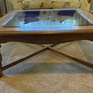 Wooden Coffee Table with Glass Top