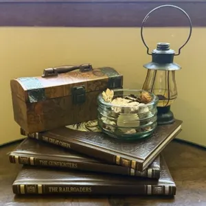 Old West Book Collection with Decor