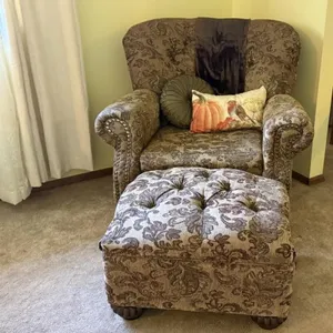 Upholstered Armchair and Ashley Ottoman