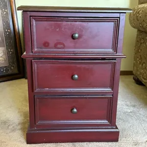Red 3-Drawer Nightstand/End Table
