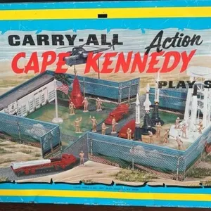 Vintage Marx Carry All Cape Kennedy Toy set tin me
