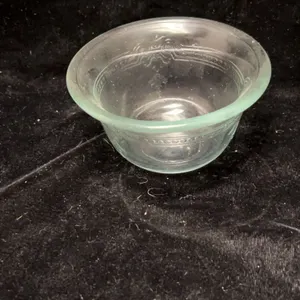 Fire-King Clear Glass Ramekin Bowl with Decorative Border, 3.75 Inch Diameter, Mid-20th Century USA