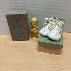 Sparkle Plenty Castile Soap Doll by Lightfoot with Original Box and Pair of White Baby Shoes with Bo