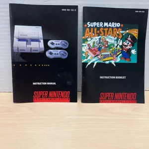 Super Nintendo Entertainment System Console and Super Mario All-Stars Original Instruction Manuals,