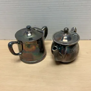 Wear-Brite and ESCO Silver-Plated Creamer and Teapot Set for Albert Pick Hotels, 1952, EPS Marked US