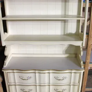 Two-Piece Cream Wood Hutch and Dresser