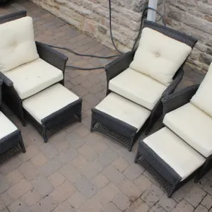 Hampton Bay Wicker Patio Armchairs & Ottomans