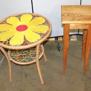 Tables: Wicker Floral Top and Wood