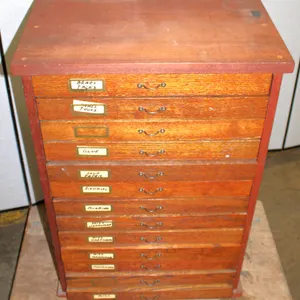 Wood Multi-Drawer Cabinet with Contents