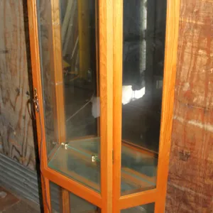 Oak and Glass Corner Display Cabinet