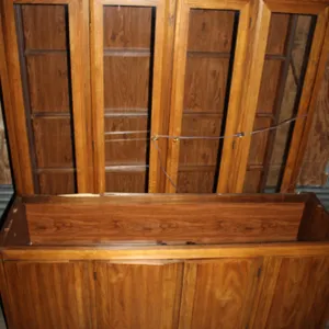 Two-Piece Wood China Hutch with Glass Doors