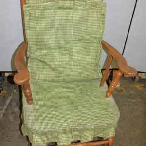 Wooden Rocking Chair with Green Cushion