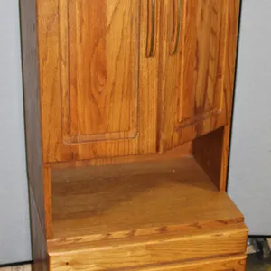Tall Oak-Finish Cabinet with Drawers