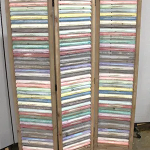 Three-Panel Multicolor Wood Room Divider 4' x